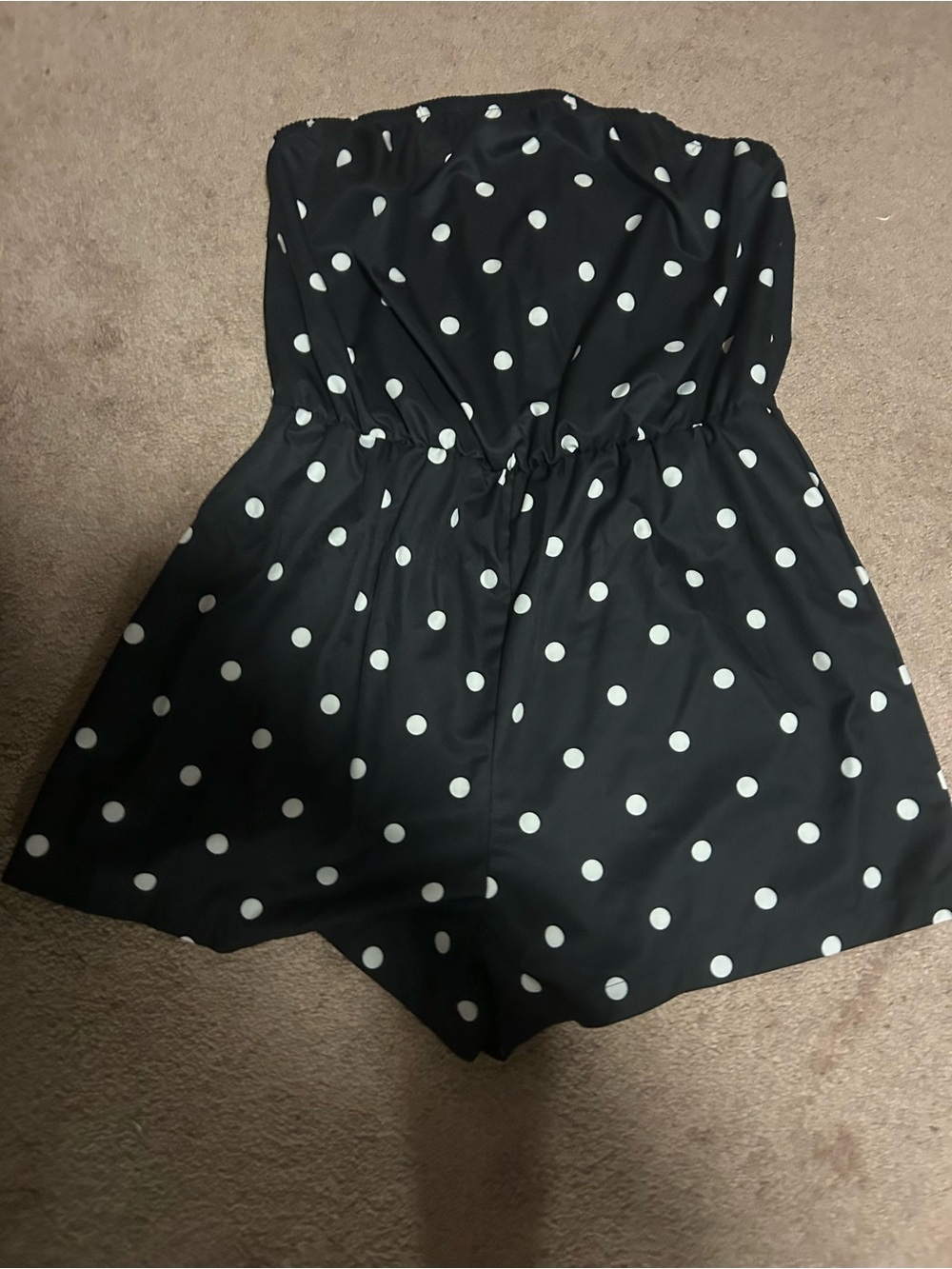 Black Polka Dot Strapless women’s One-Piece Romper